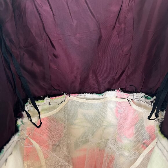 Rare Vintage 60s Union Made Party Dress Maxi Floral Velvet Romantic Handmade 70s - Picture 7 of 9